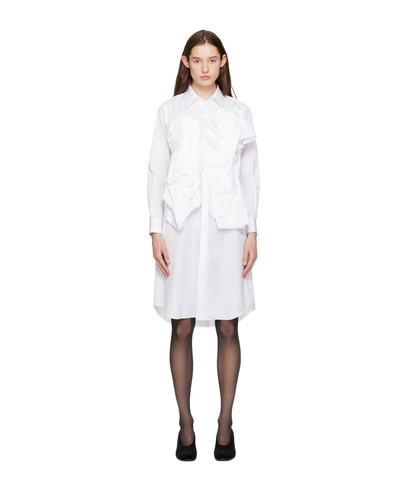 Comme Des Garçons A Medium-length Dress With A Lotus Leaf Edge In White