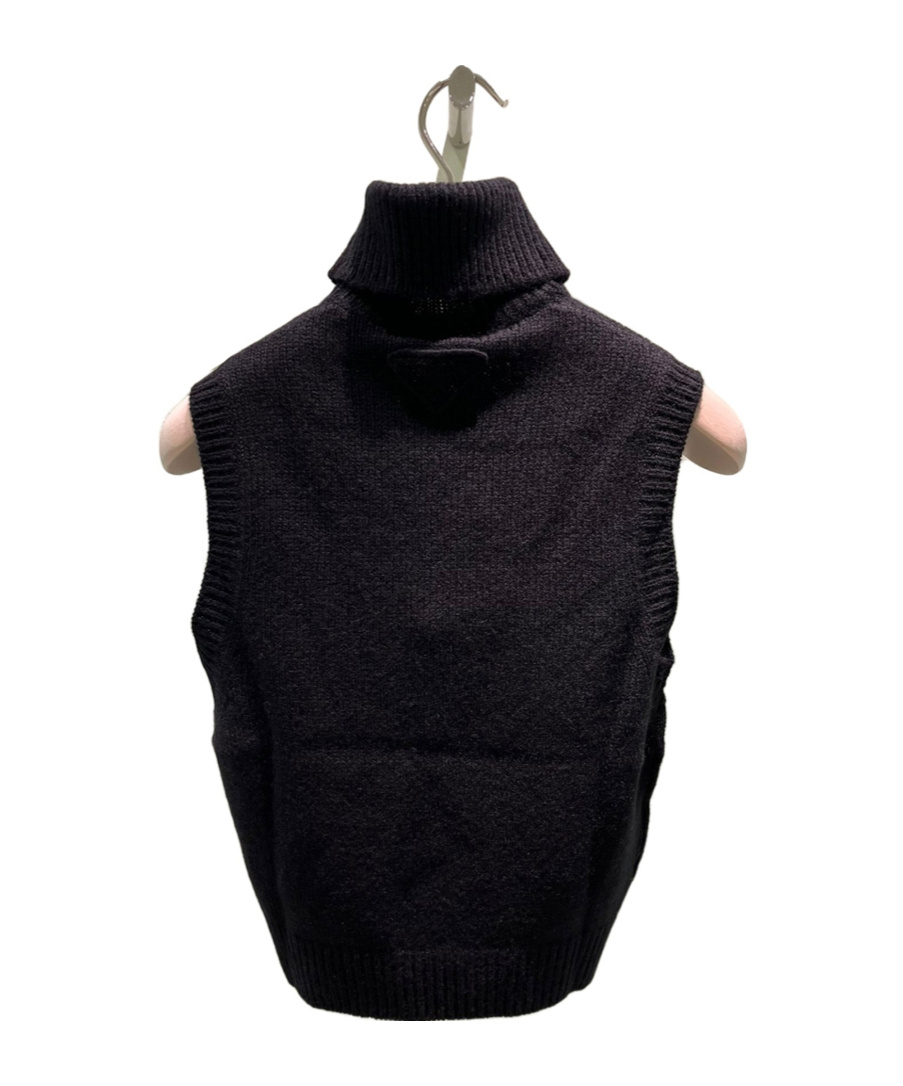 Prada Cashmere High-neck Vest In Black