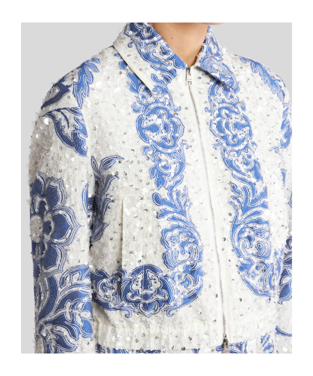 Etro Cropped Bomber Jacket With Sequin Embroidery