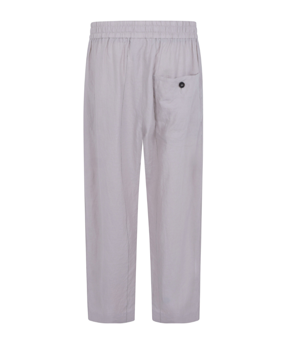 Ziggy Chen Thin Stripe Drawstring Trousers In Gray