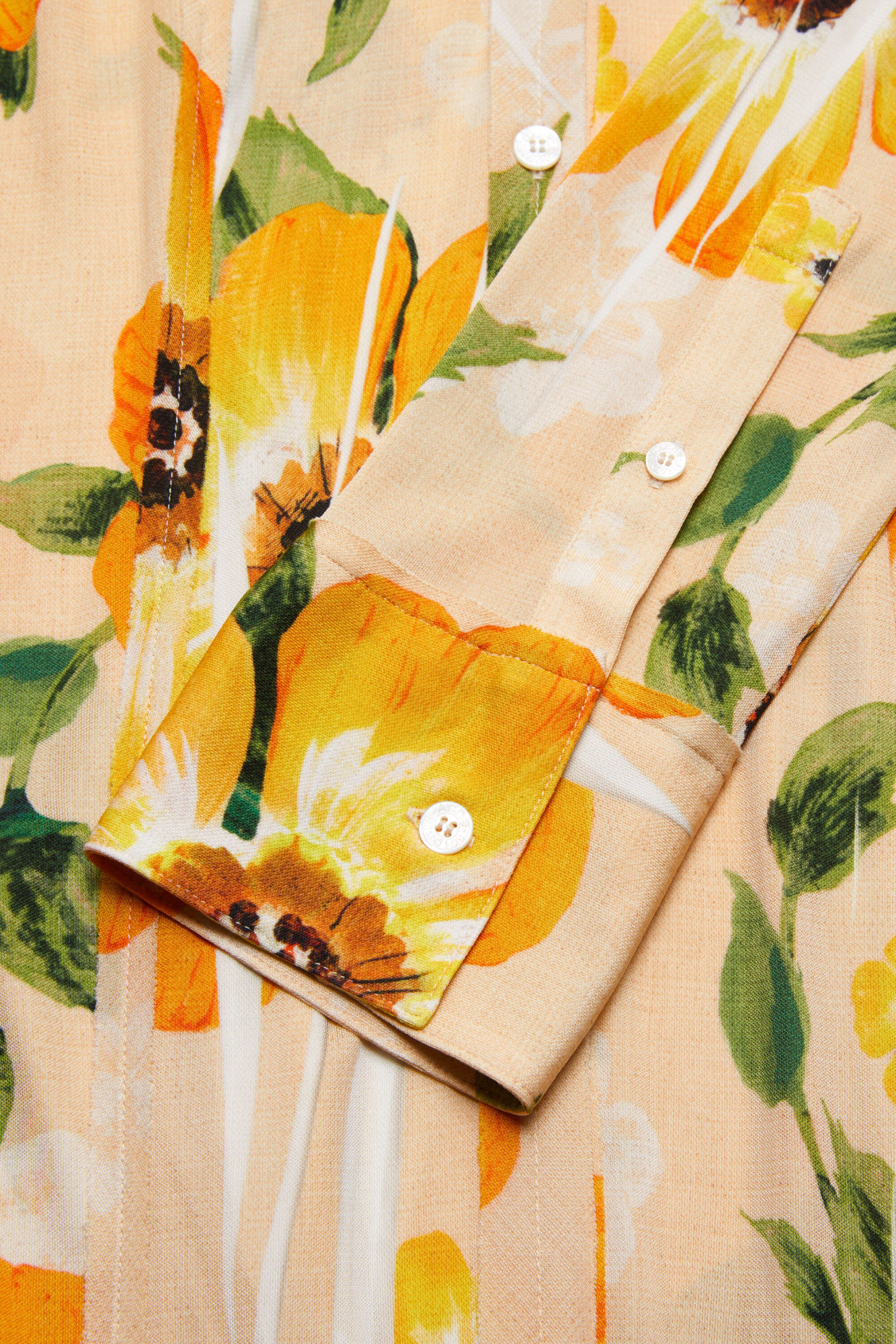 Acne Studios Orange Button-up Printed Midi Dress In Nude