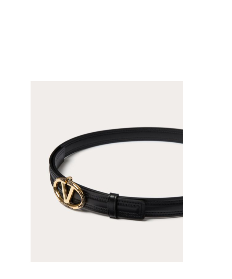 Shop Valentino The Bold Edition Vlogo Shiny Calfskin Belt 20 Mm In Black