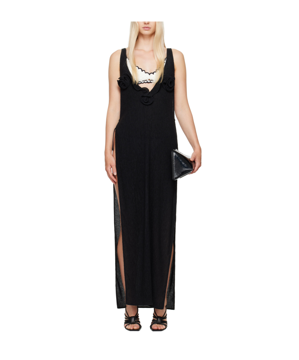 Magda Butrym Black High Leg Midi Dress In Black