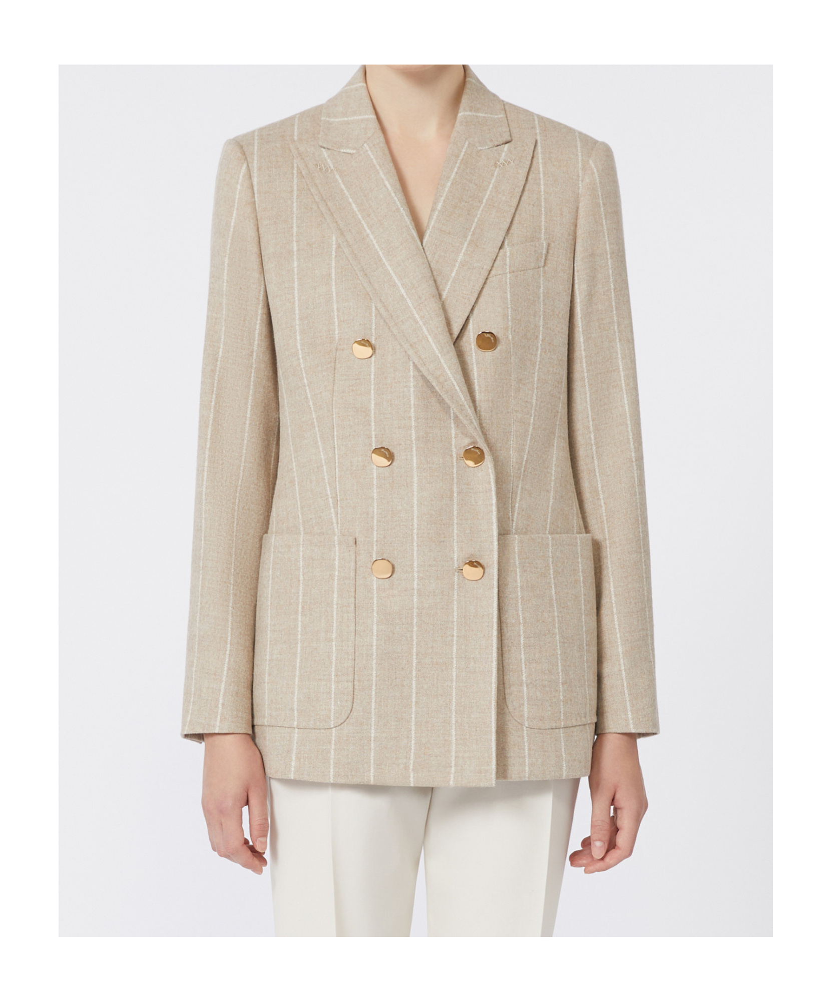 Max Mara Lapel Long-sleeved Suit Jacket In Brown