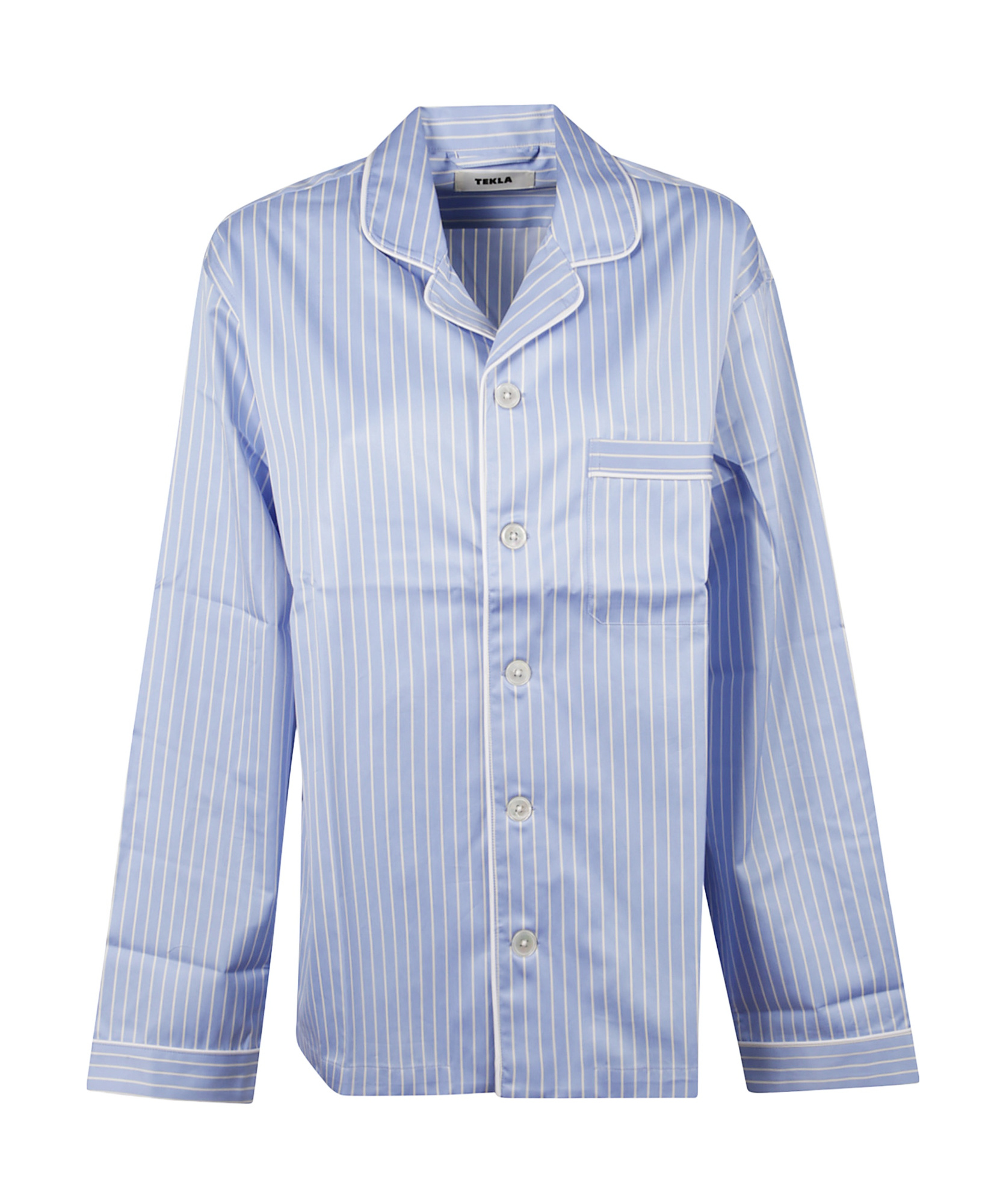Tekla Sateen Pyjamas Shirt In Organic Cotton In Blue