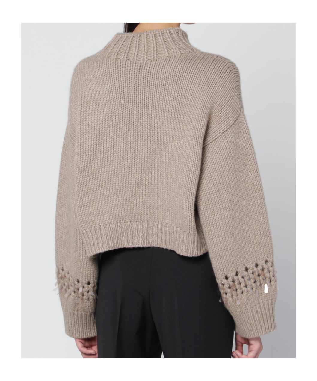 Brunello Cucinelli Chunky Knit Openwork Sweater Featuring Sequins In Pink