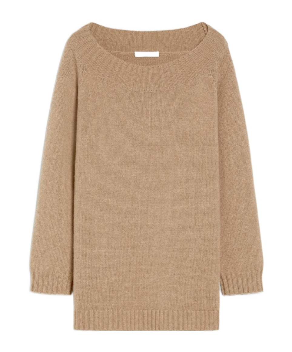 Max Mara Radames Off-the-shoulder Wool And Cashmere Jumper In Nude