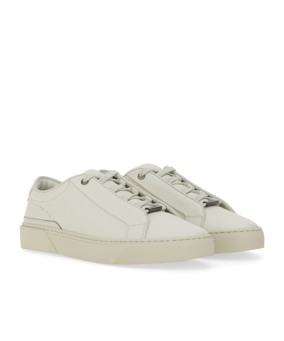Hugo Boss Gary Tenn Mens Leather Low-top Trainers With Branded Lace Loop Nos In White