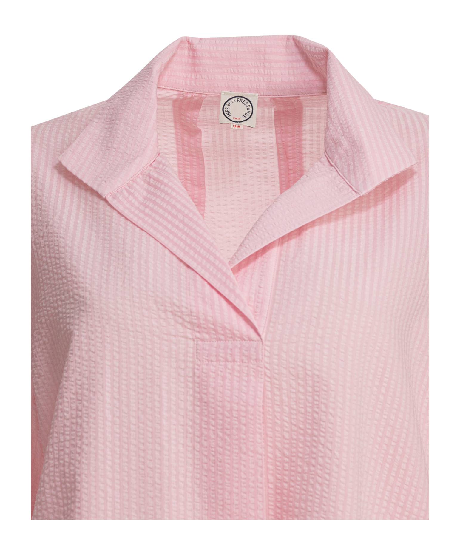 Ines De La Fressange Textured Light Pink Cotton Shirt In Pink