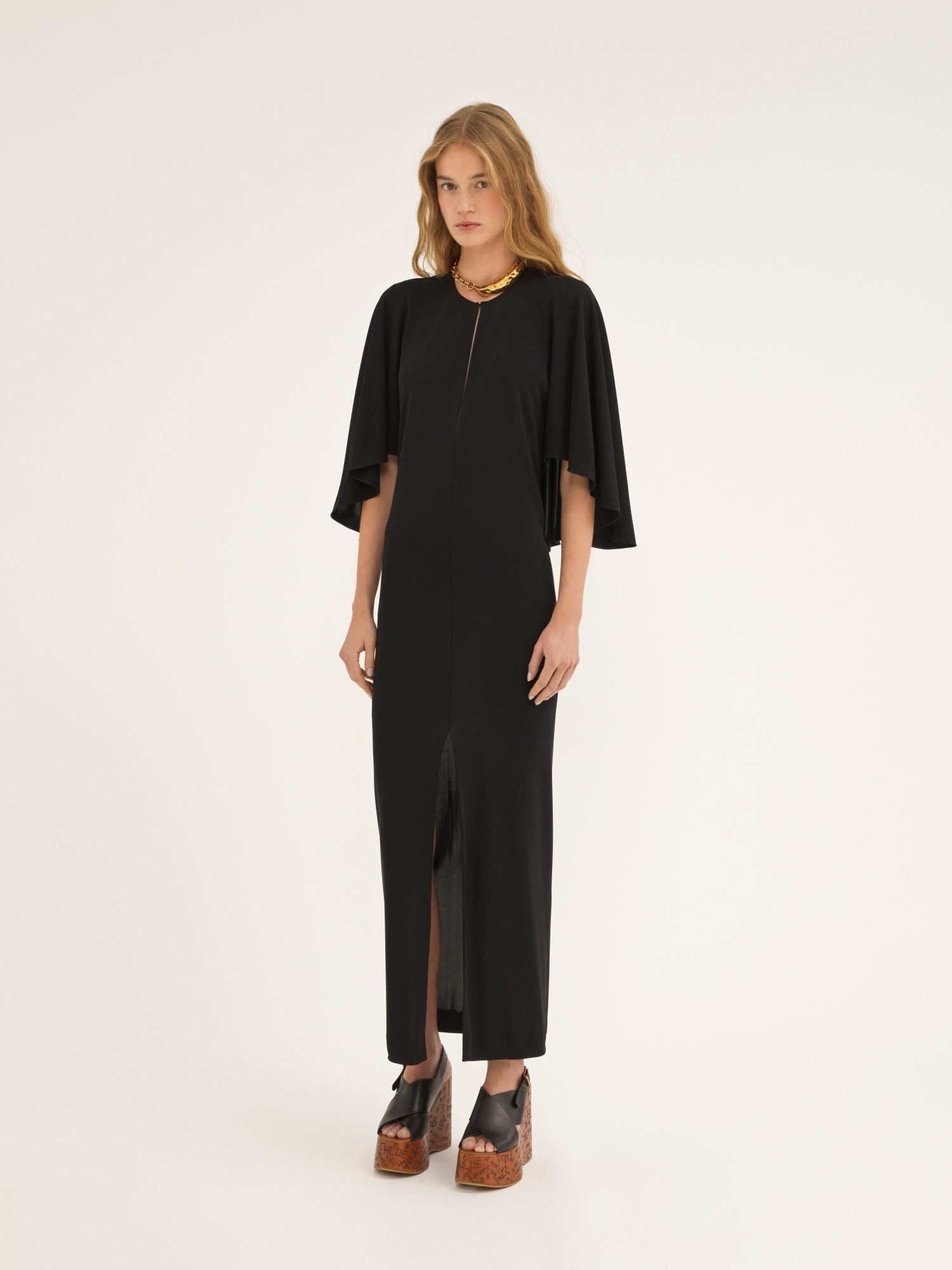 CHLOÉ CAPE-DESIGN CREPE DRESS