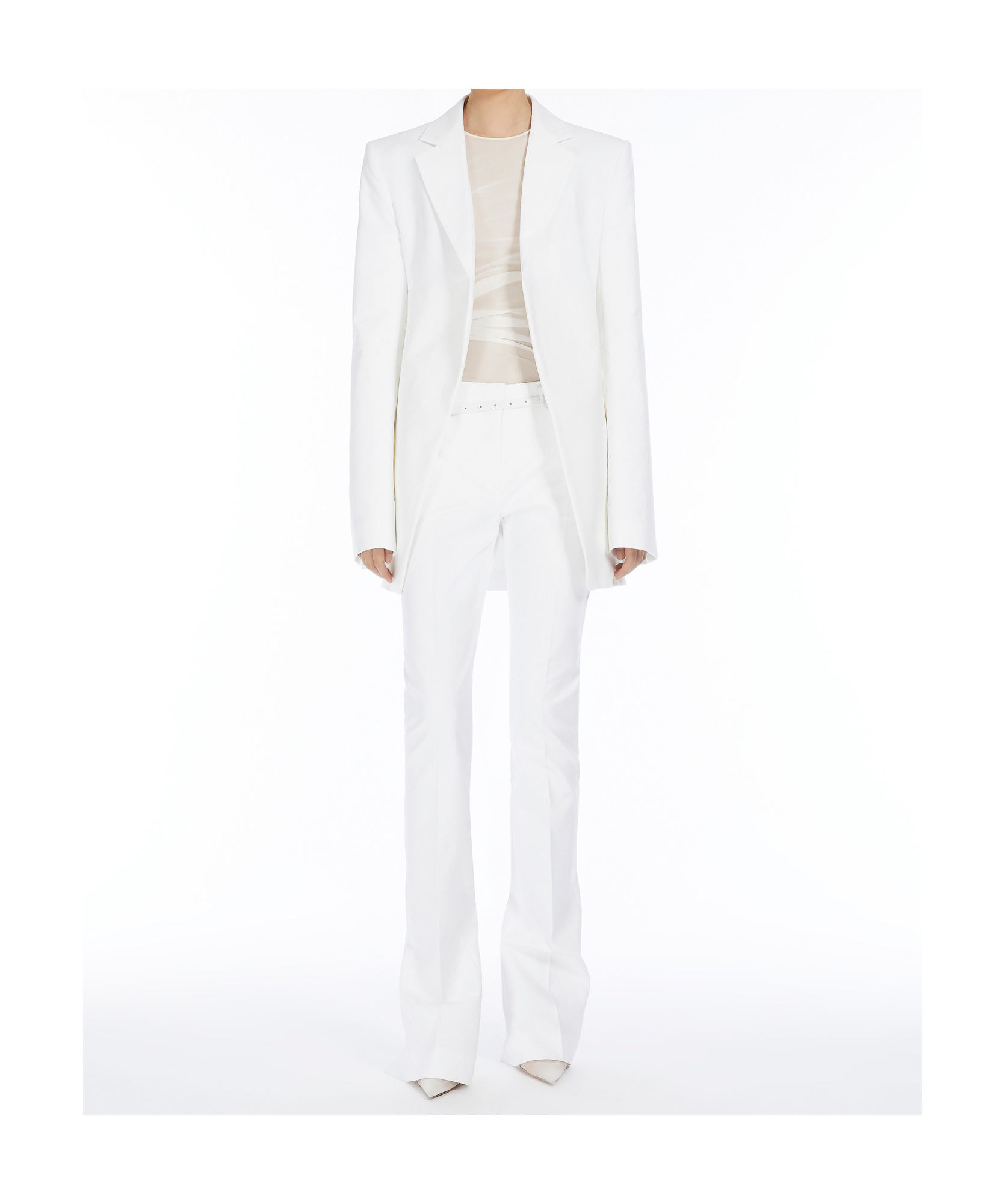 Sportmax Stretch Bi-material Blazer In Optical White