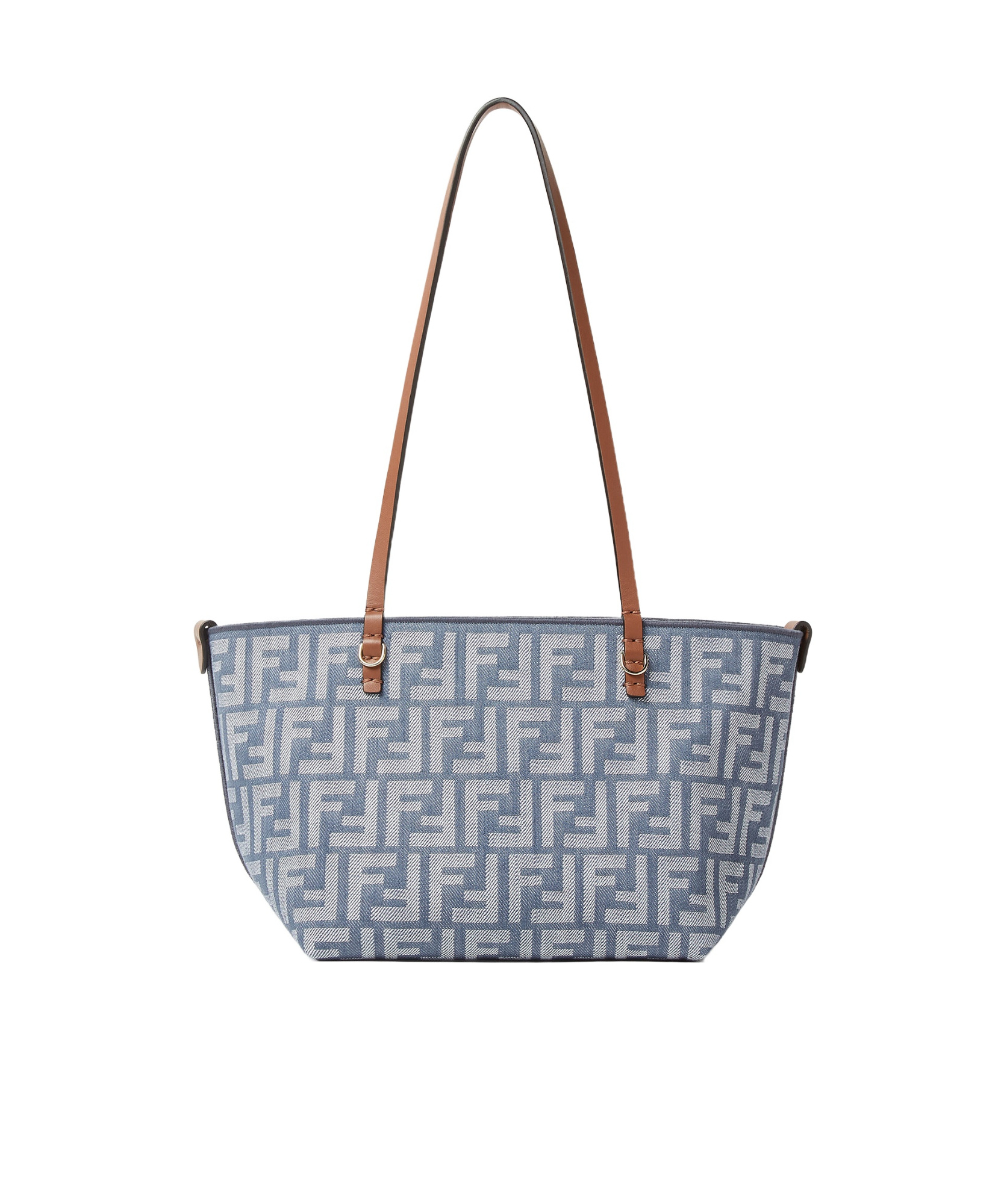 Fendi Blue Denim-effect Ff Jacquard Reversible Shopper