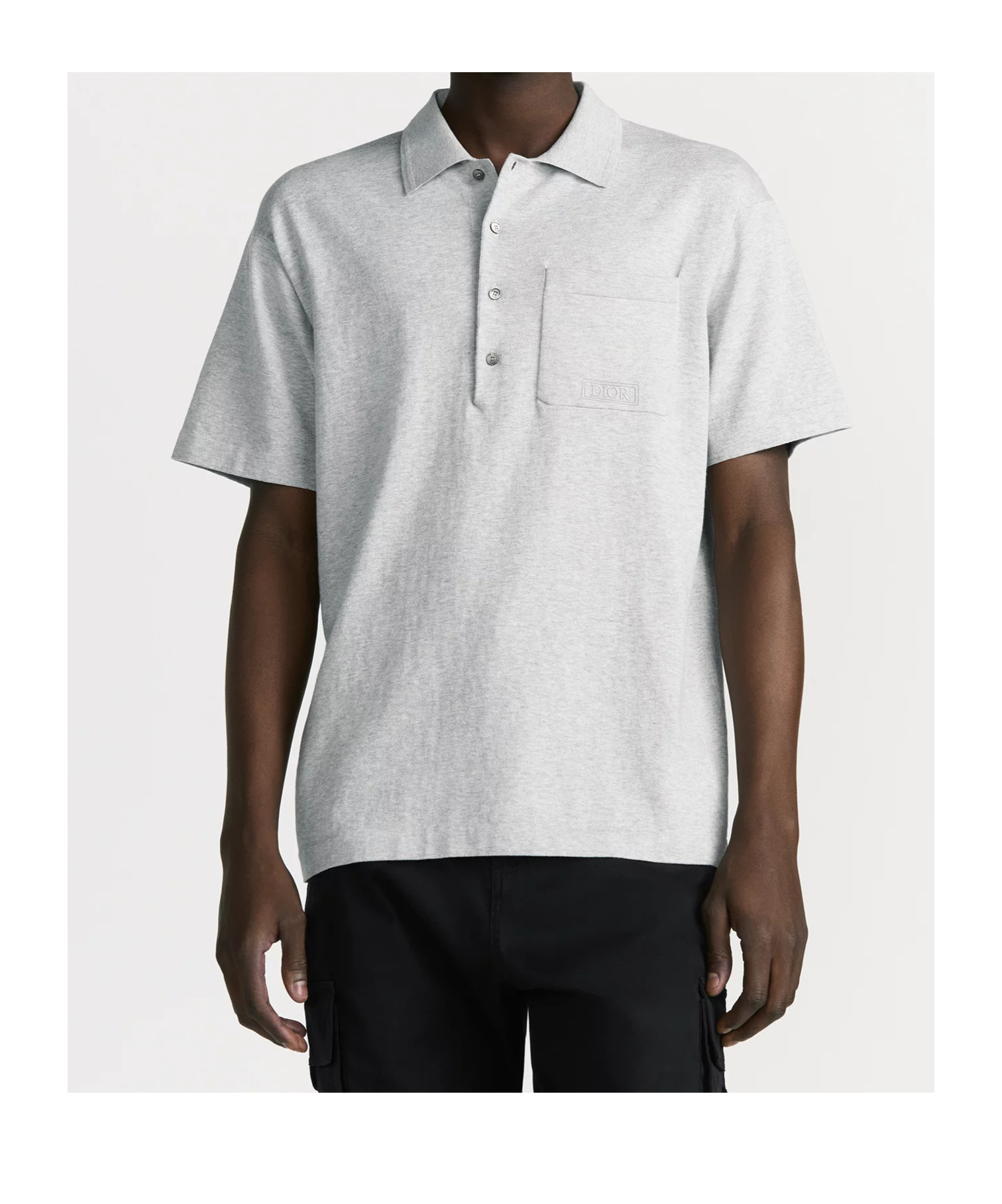 Dior Icons Cotton Polo Shirt In Gray
