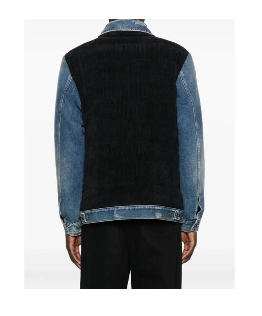 Dolce & Gabbana Denim-panelled Corduroy Jacket In Black