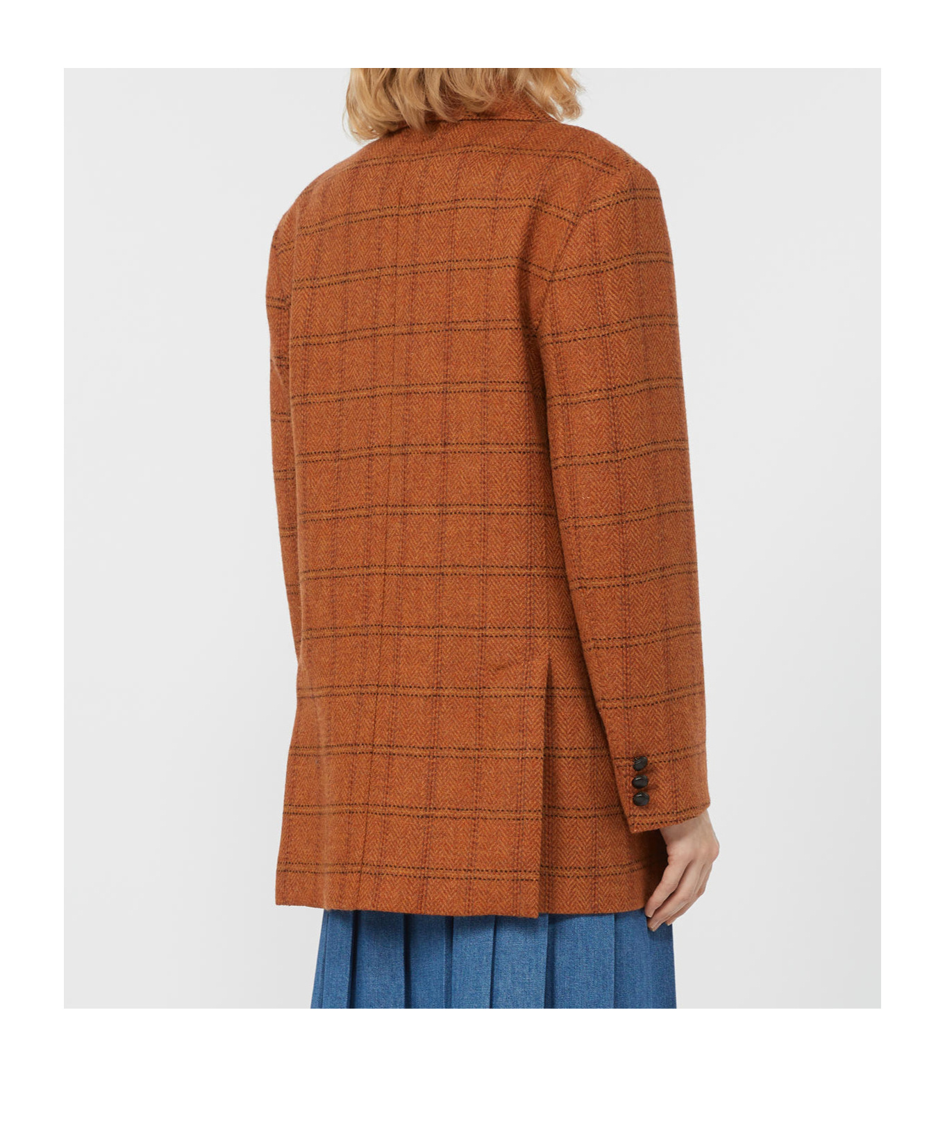 Weekend Max Mara Omens Orange Check Mintea Check Wool-blend Blazer In Brown