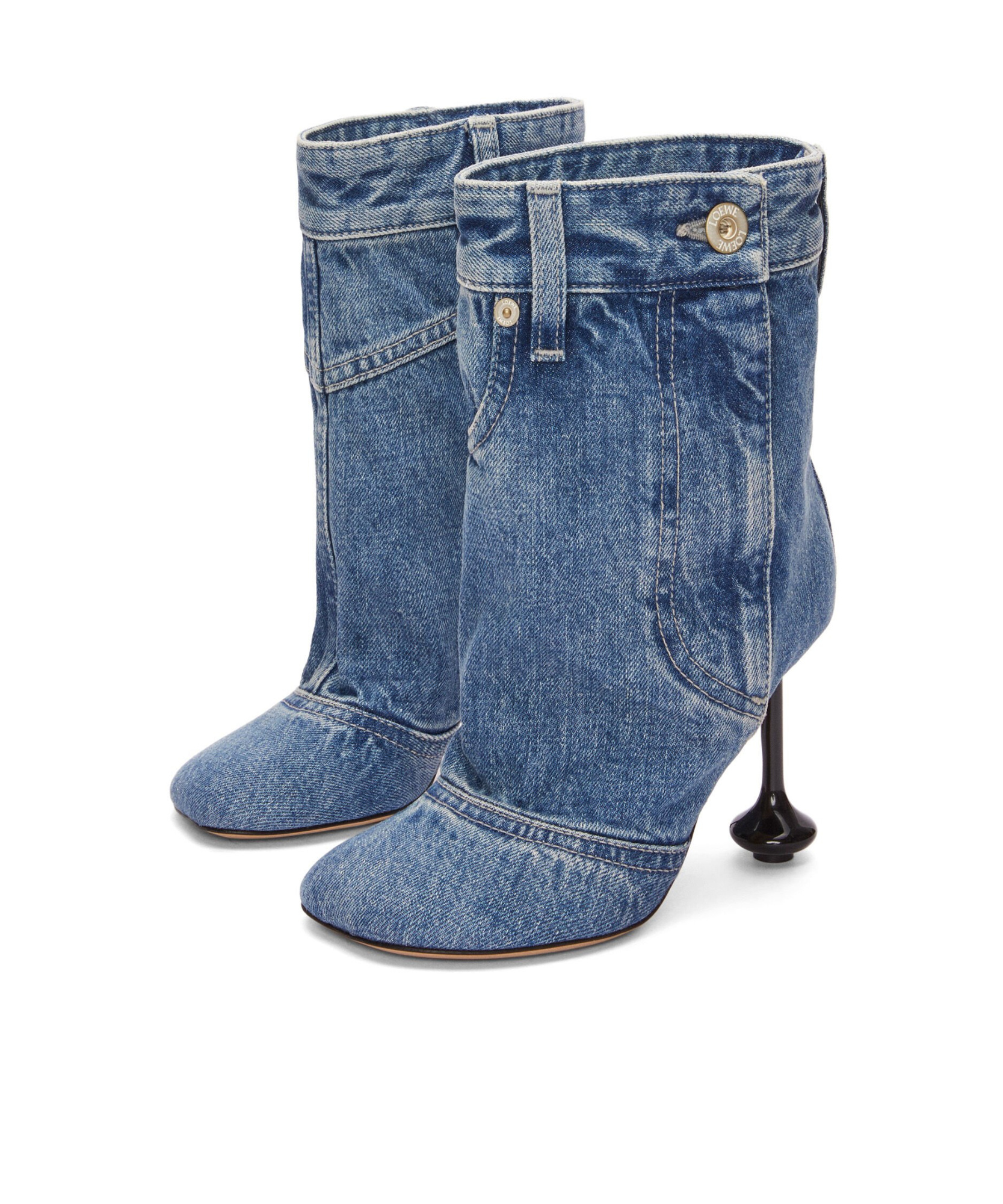 Loewe Toy Panta 90 Denim Ankle Boots In Blue
