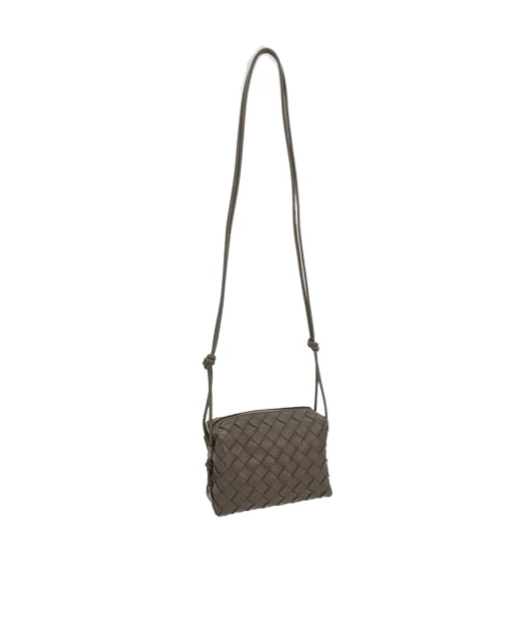 Bottega Veneta Mini Loop Woven Shoulder Bag In Brown
