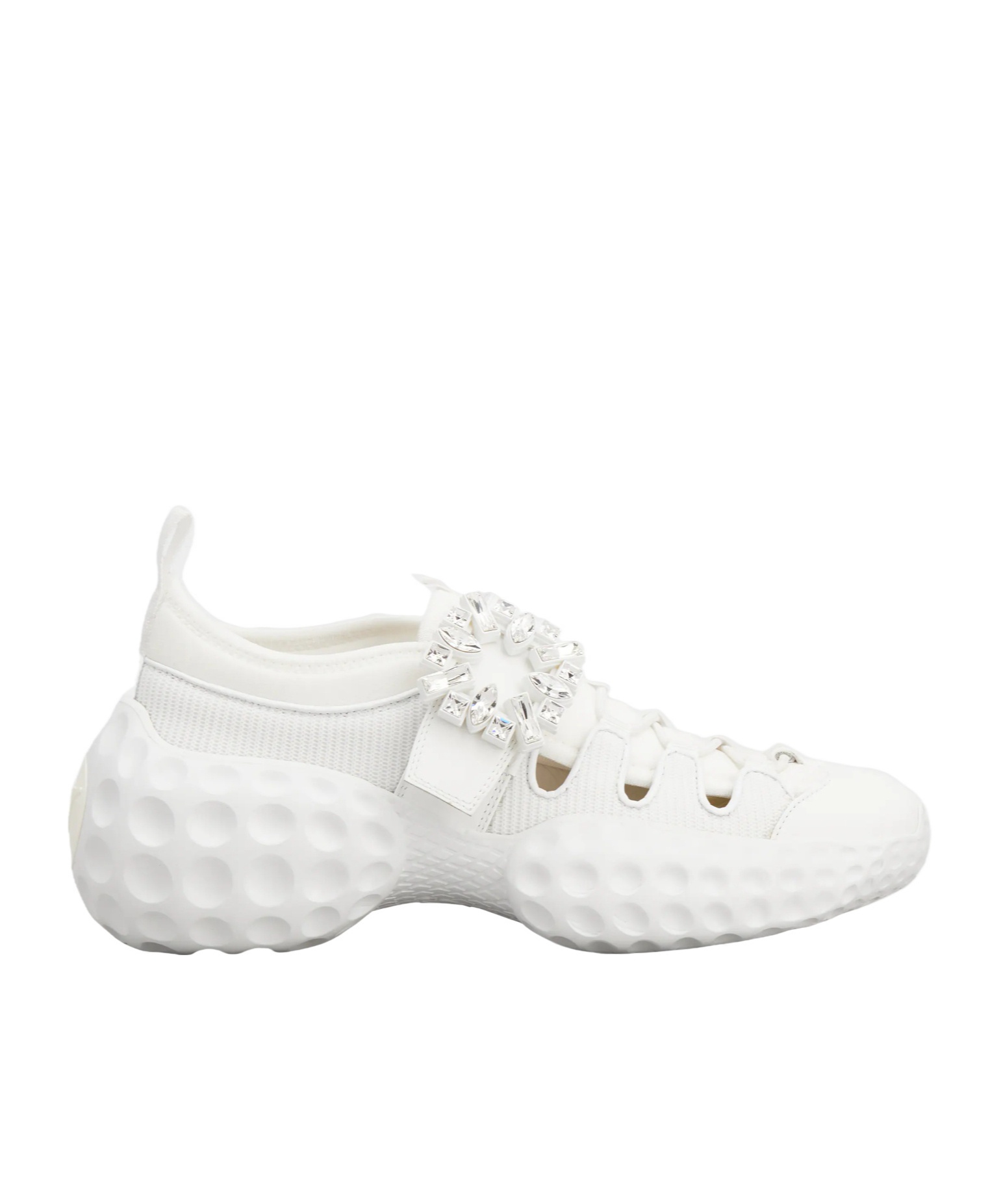 Shop Roger Vivier Viv' Run Light Sneakers In Fabric In White
