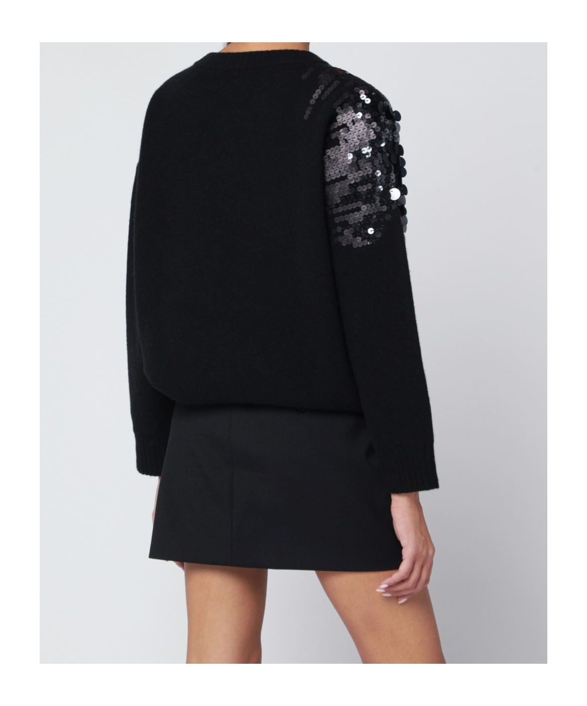 Roberto Collina Black Sweater With Sequin Embroidery In Black