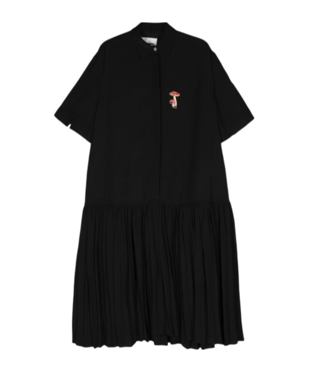Jil Sander Mushroom-embroidered Crepe Midi Dress In Black