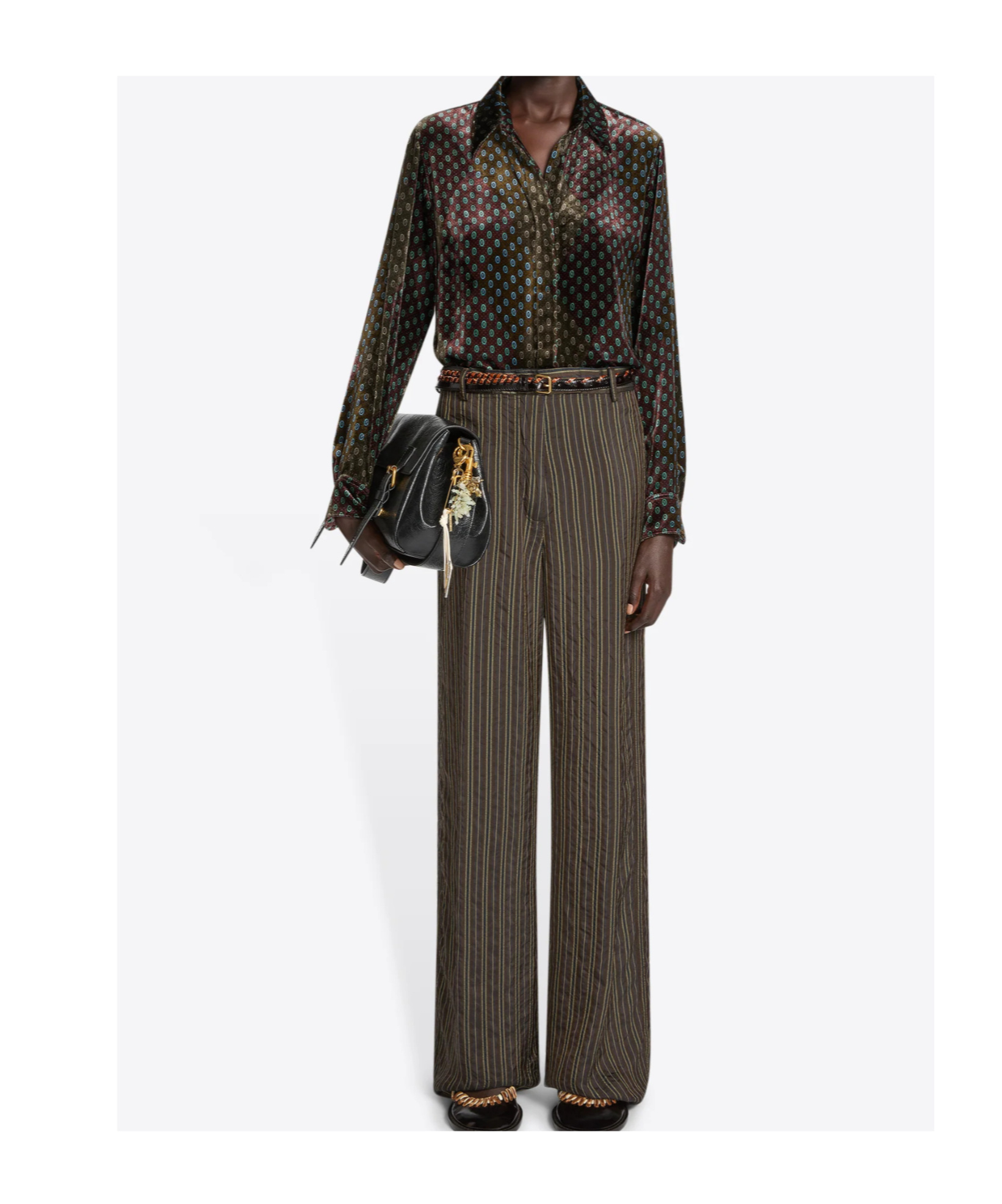 Dries Van Noten Printed Velvet Shirt In Brown