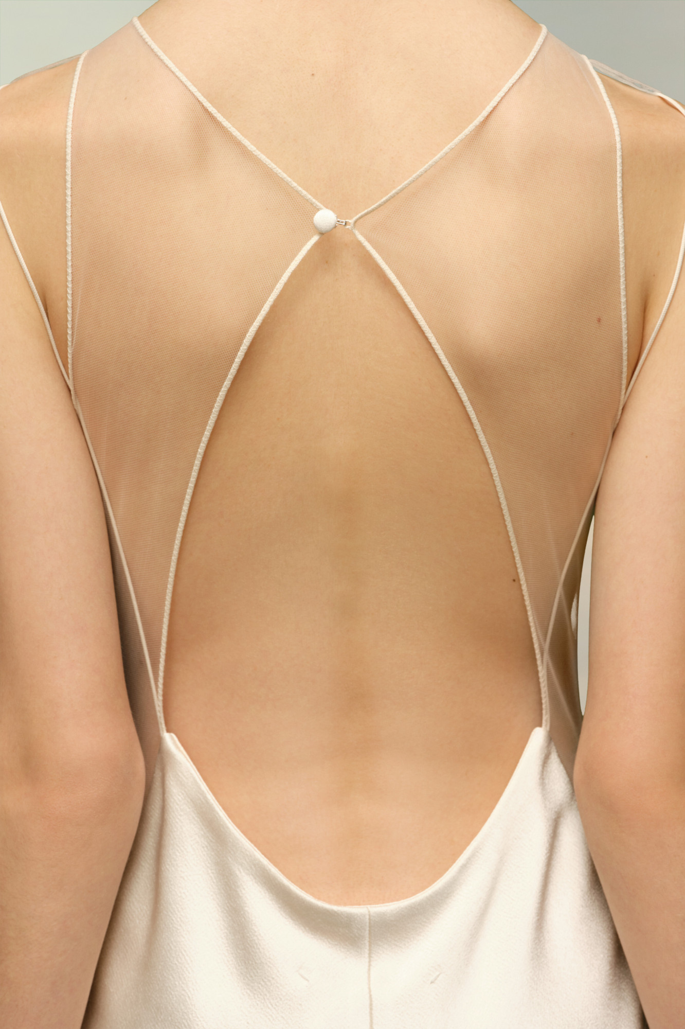 Maison Margiela Sheer-neck Silk Gown In Nude