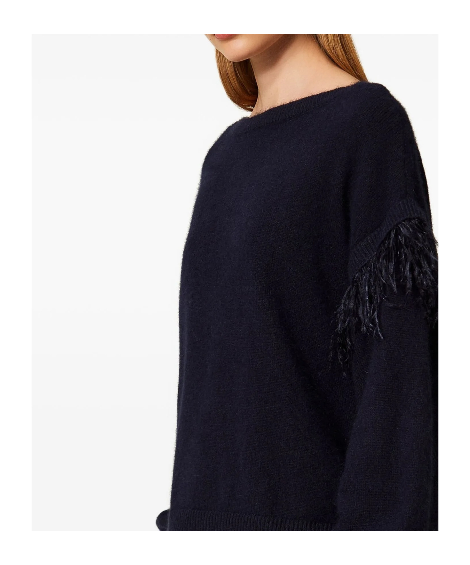 Twinset Feather-trim Sweater In Black