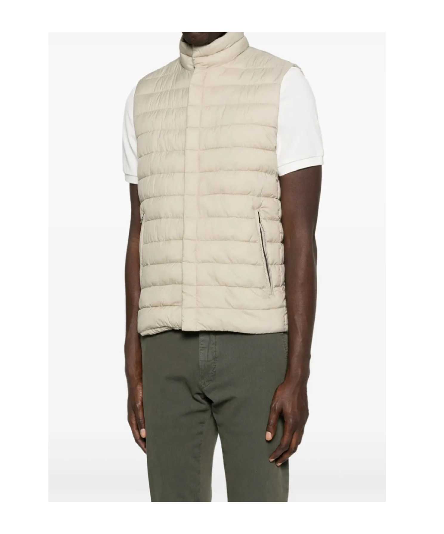 Herno Sleeveless High Neck Padded Jacket With Zip Pockets In Neutral