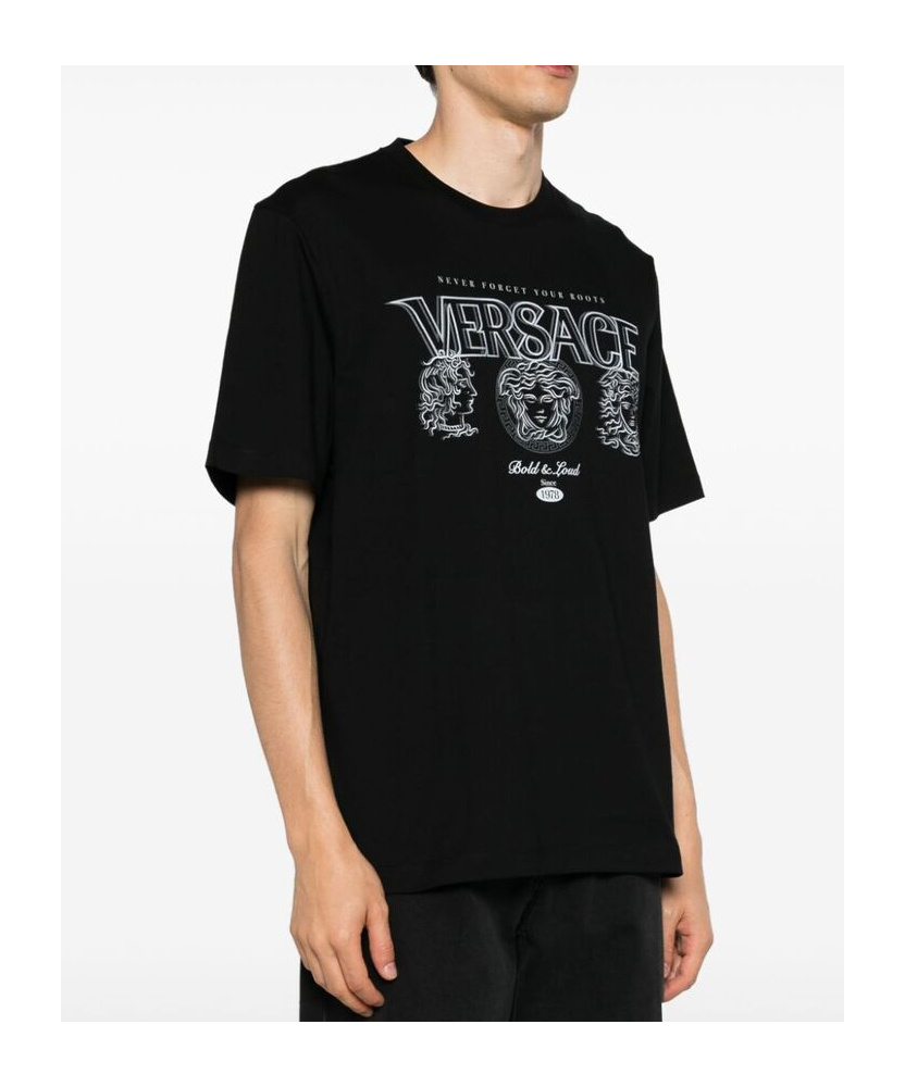 Versace Logo-print Cotton T-shirt In Black