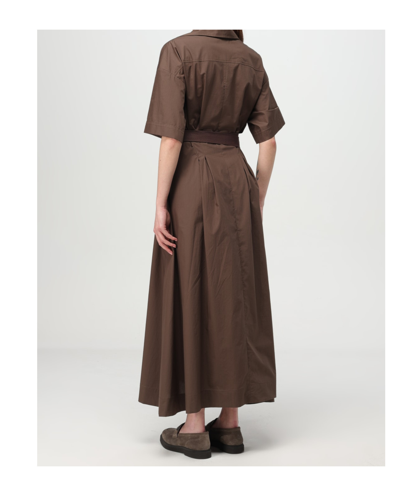 Brunello Cucinelli Short Sleeve Dress In Brown