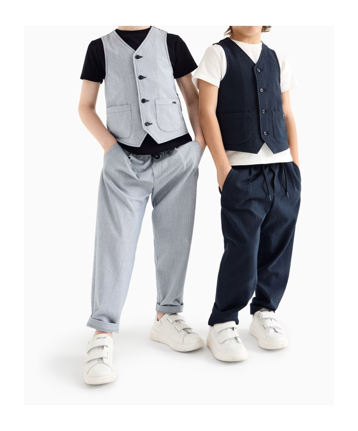 Emporio Armani Kids Tapered Drawstring Trousers In Gray