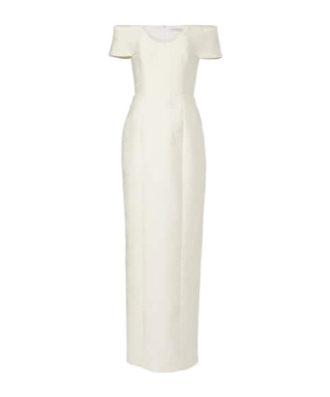 Emilia Wickstead Aislinn Floral Pencil Cloque Gown In White