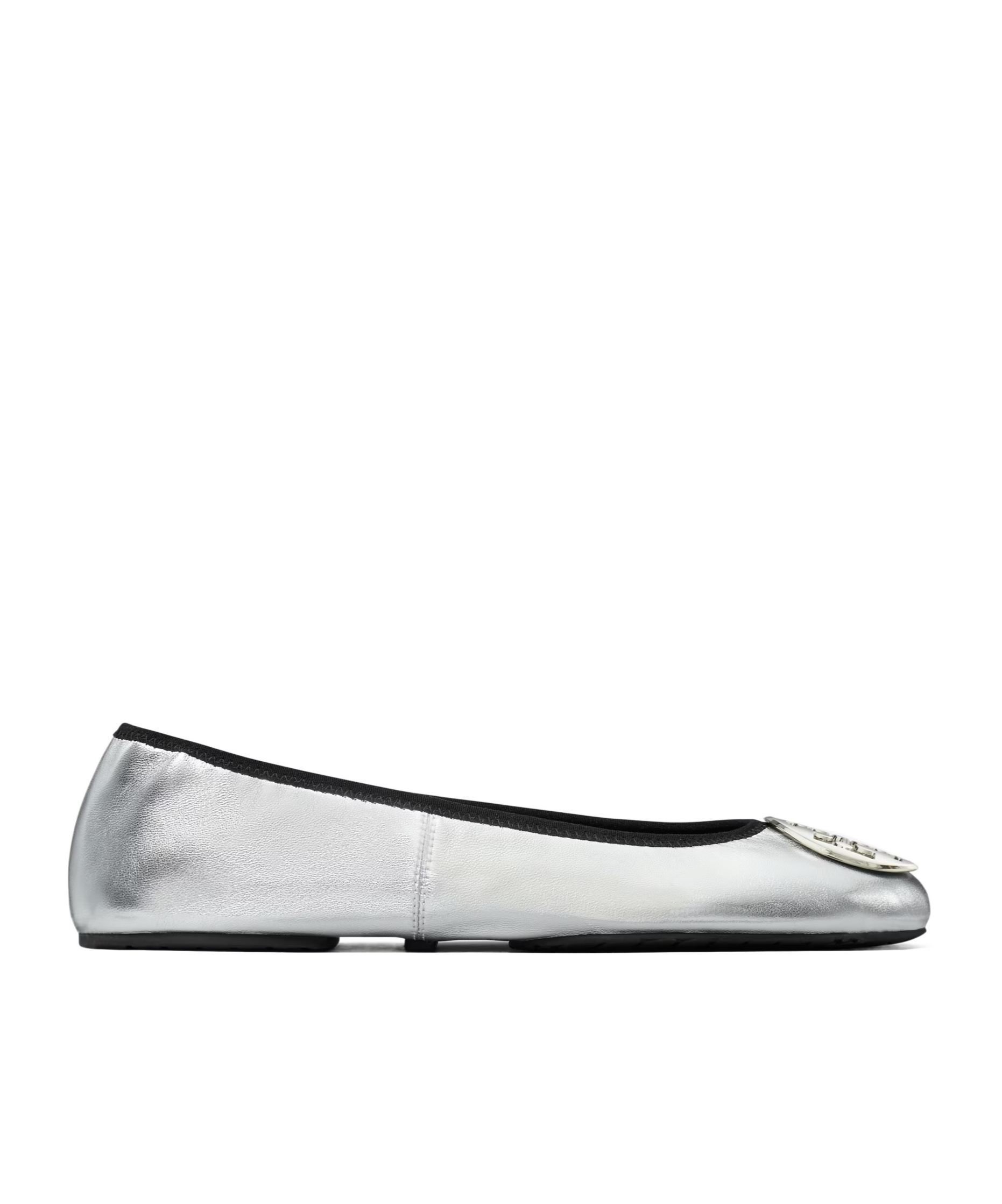 Tory Burch Reva Travel Ballet Flats In Silver