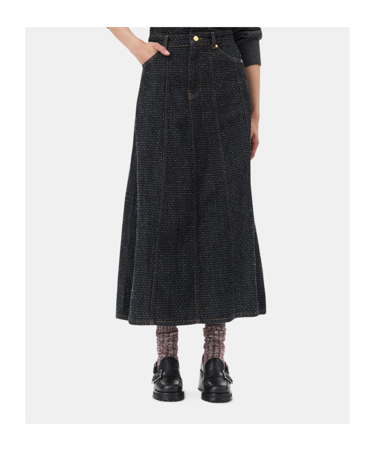 Ganni Loafers Featuring Chunky Heel And Buckle In Black