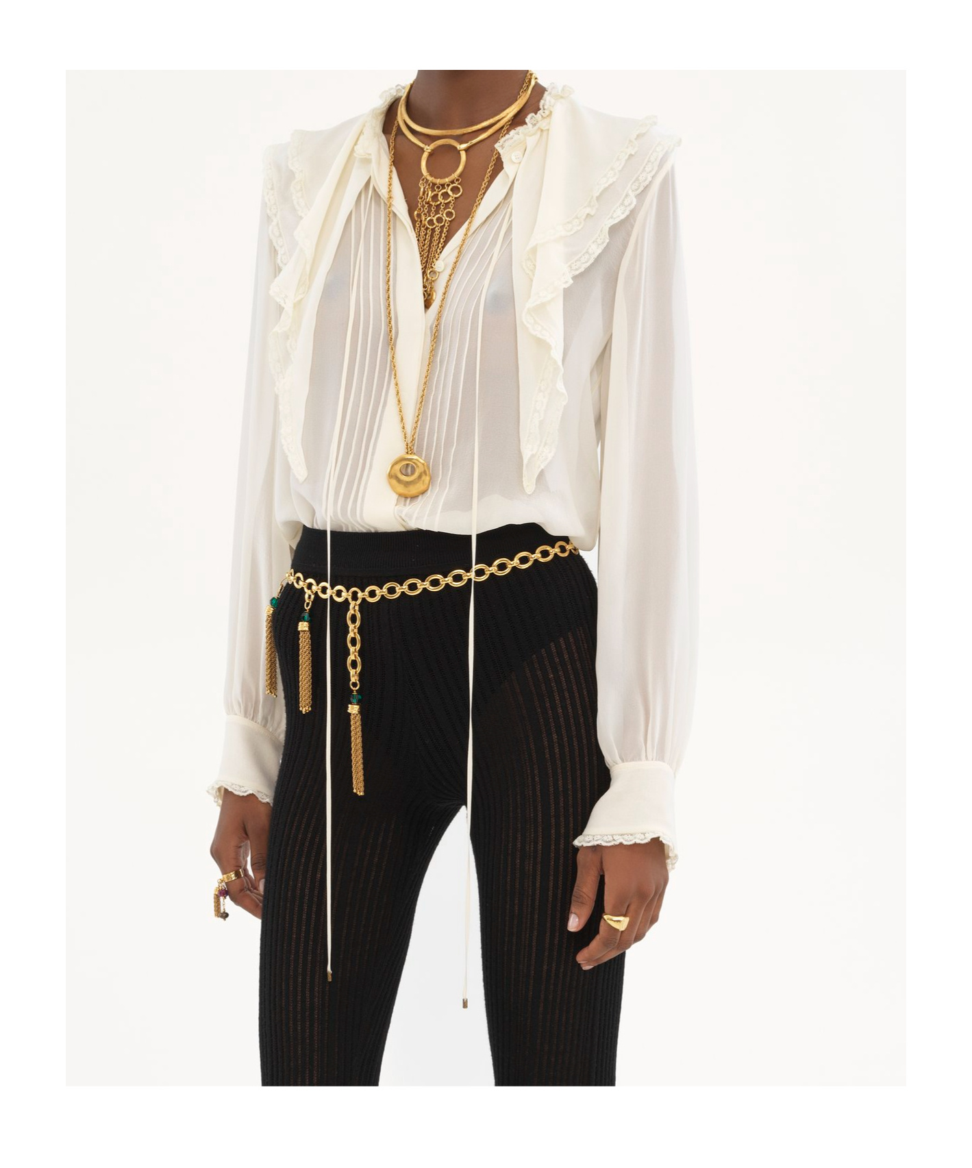 Chloé Lace-trimmed Ruffled Silk Blouse In White