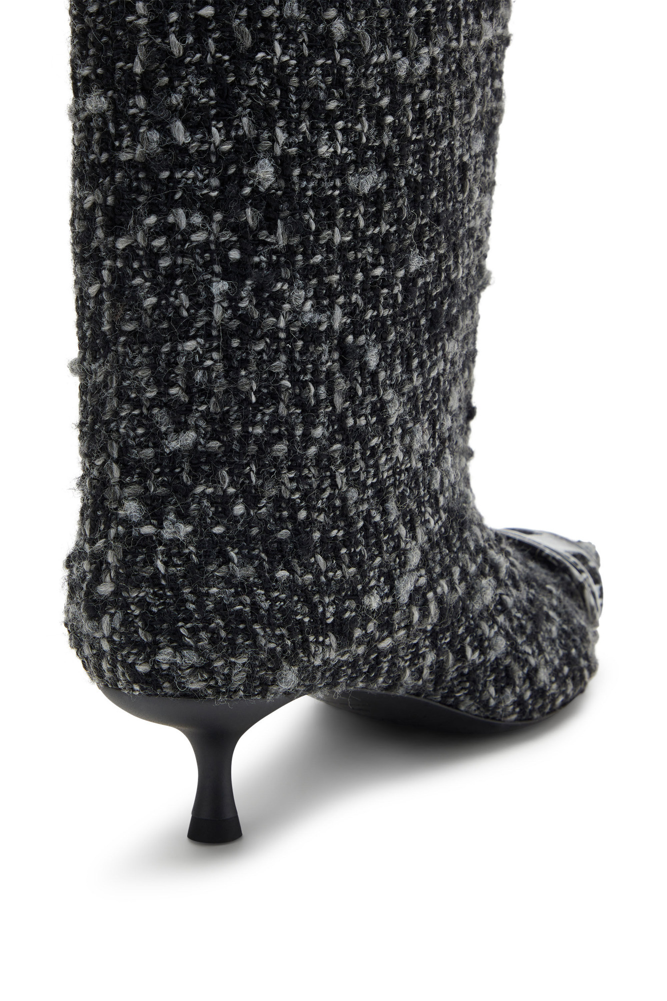 Diesel Tweed Boots With Kitten Heel And Buckle In Black