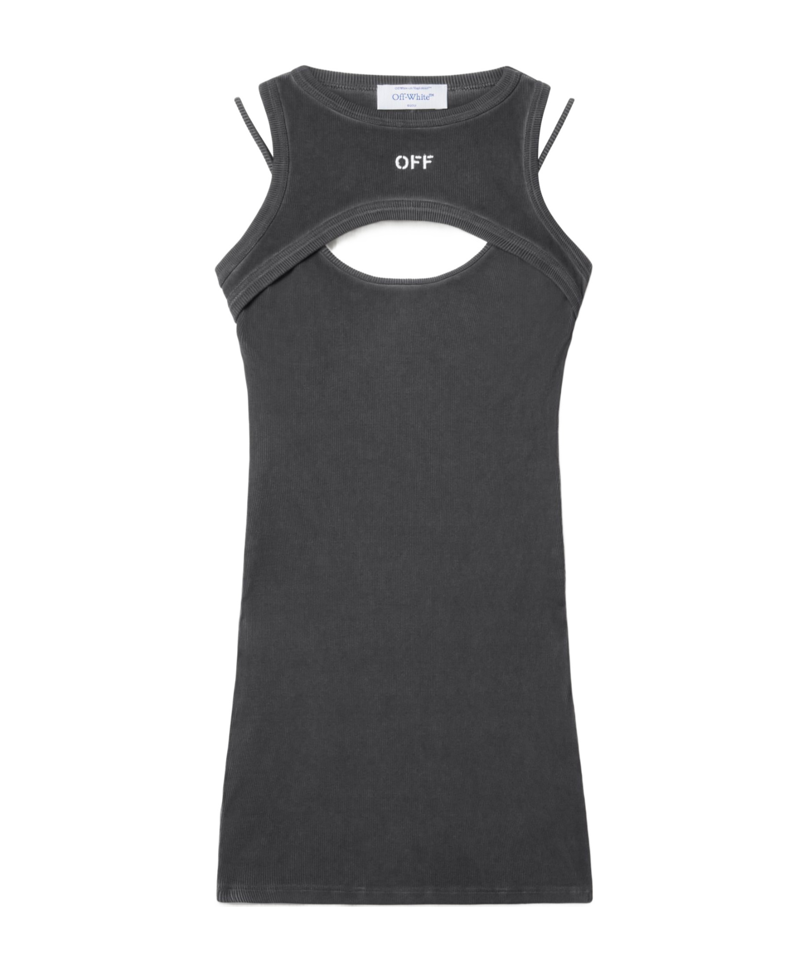 Off-white Layered Mini Dress With Cut Out Details In Black