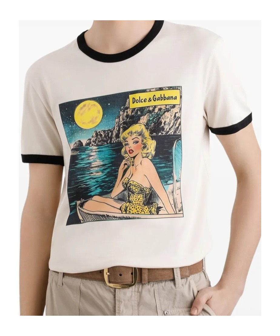 Dolce & Gabbana Crew Neck Graphic Print T-shirt In White