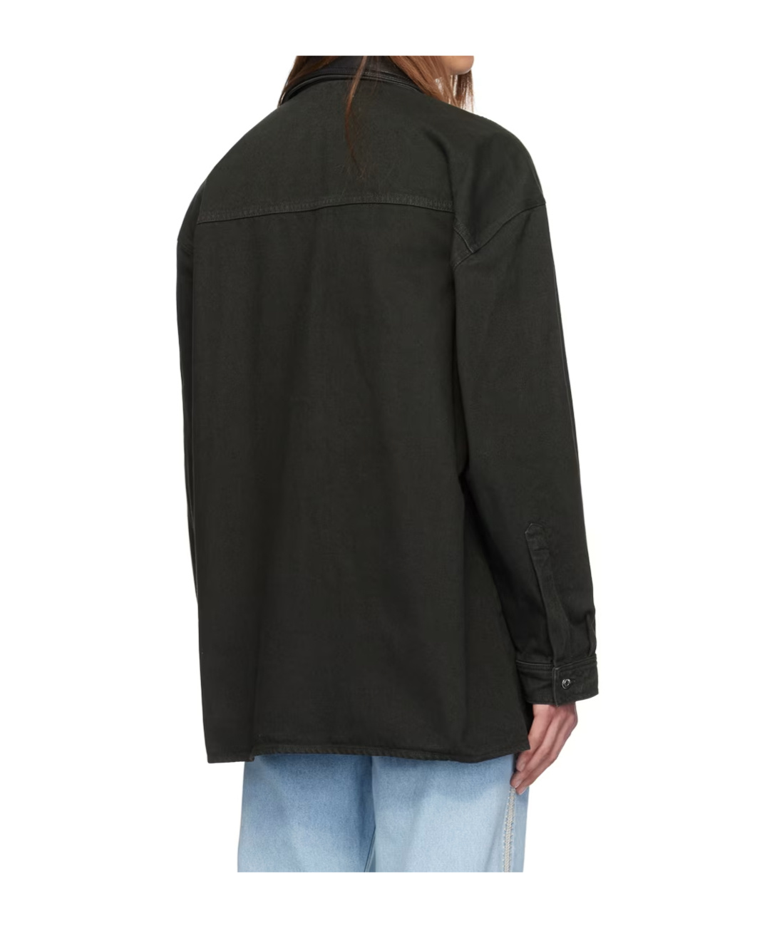 Nanushka Detachable-collar Denim Jacket In Black