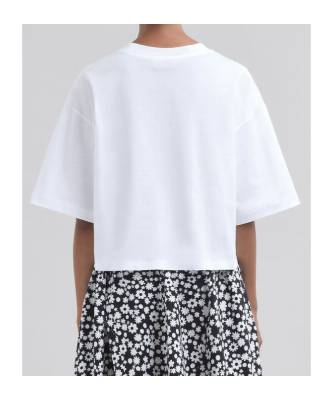 Marni White Cotton T-shirt With Daisy Garden Print In White