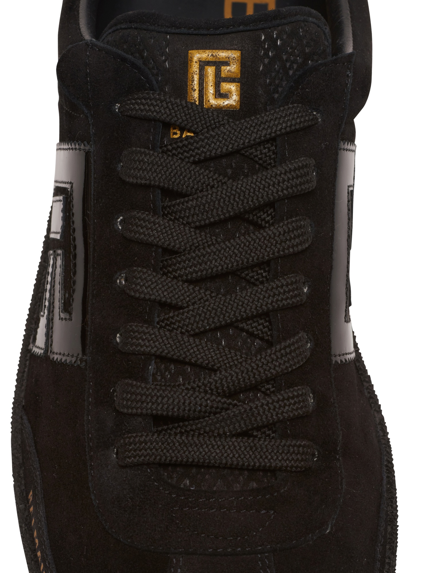 Balmain Swan Suede Low-top Sneakers In Black
