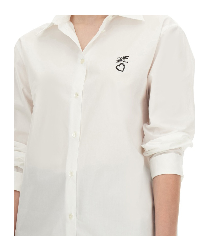 Moschino Cotton Shirt With Long Sleeves And Regular Fit In White