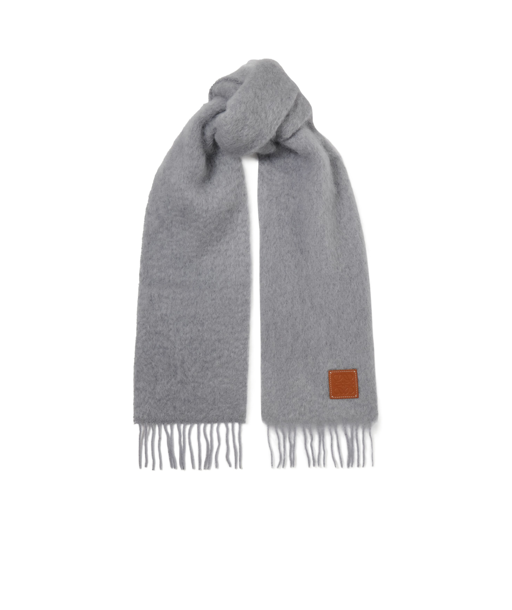 Loewe Mohair And Wool Fringed Scarf In Gray