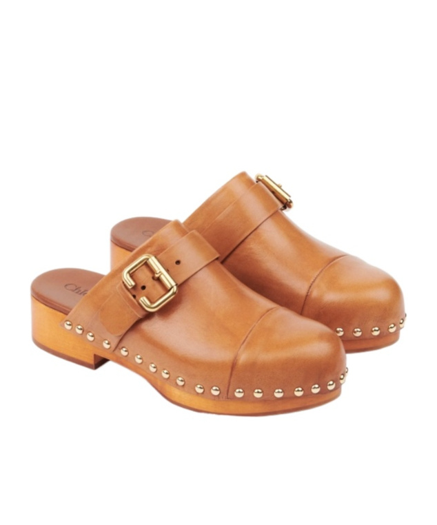 Chloé Calfskin Mules Bold Wooden Platform