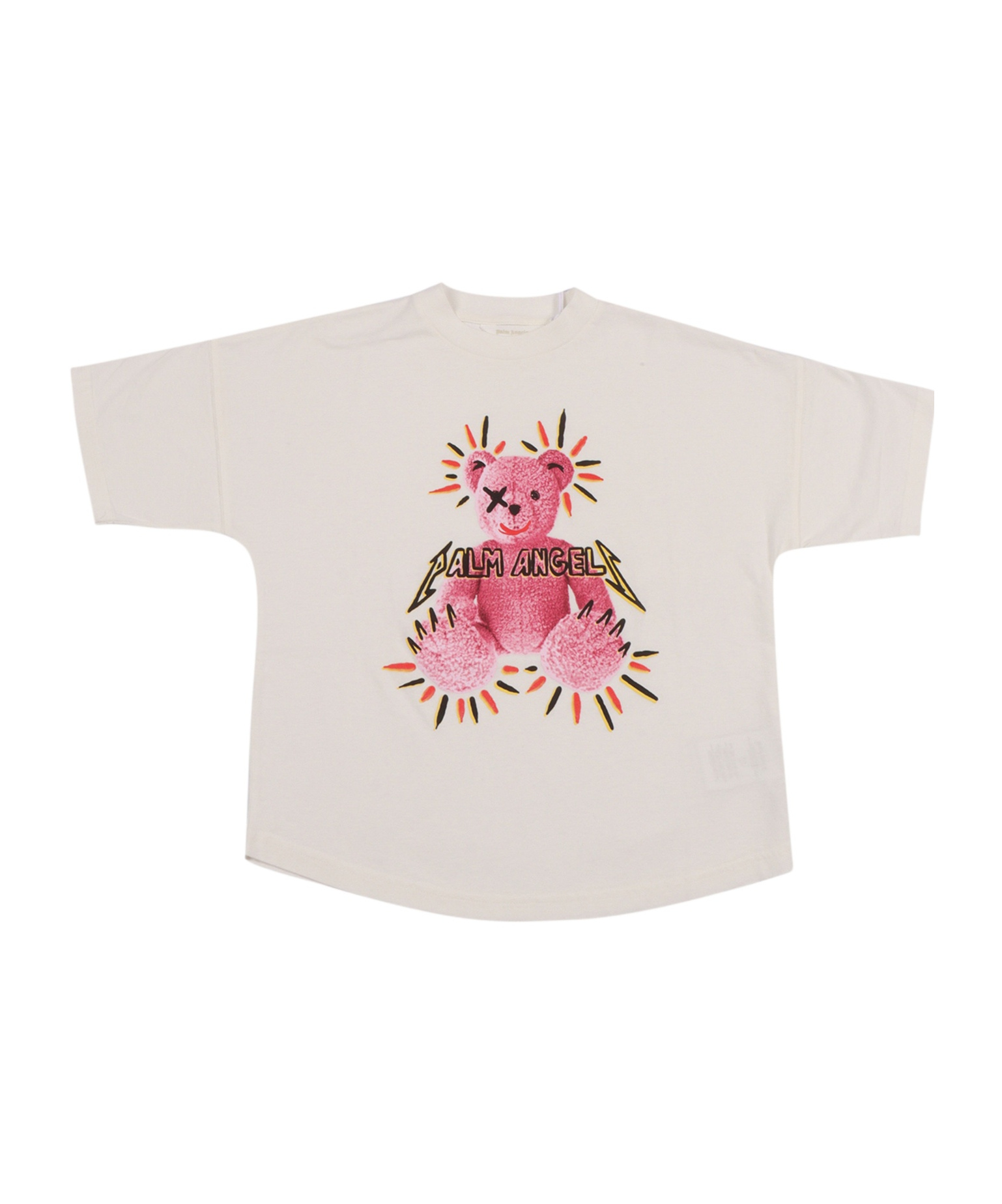 Palm Angels Kids Teddy-print Crewneck T-shirt In White