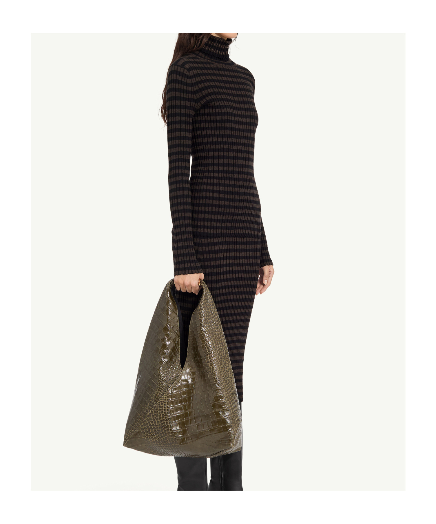 Mm6 Maison Margiela Ribbed Knit Turtleneck T-shirt In Black