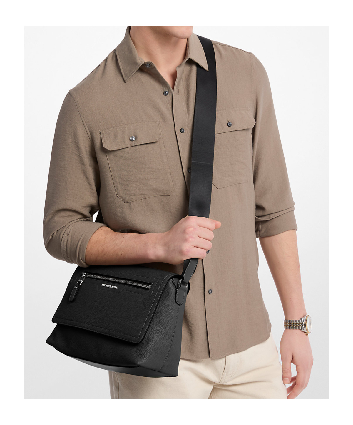 Michael Kors Small Hudson Messenger Bag In Black