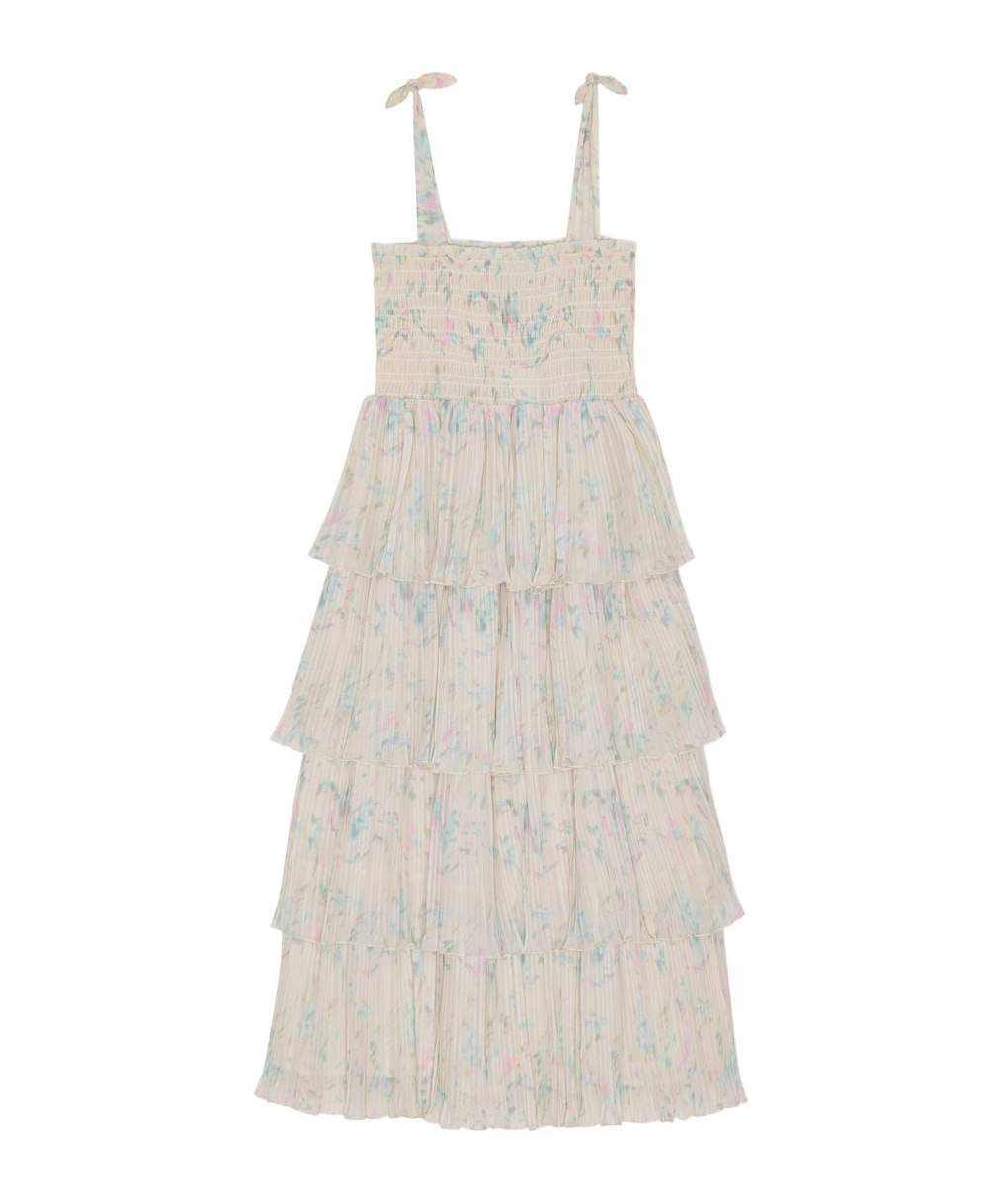 Ganni Georgette Midi Dress In Nude