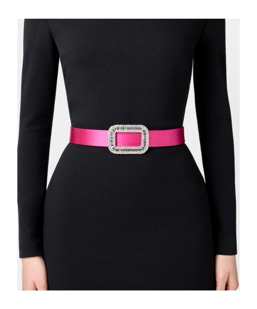 Roger Vivier Pilgrim Belt In Satin In Pink