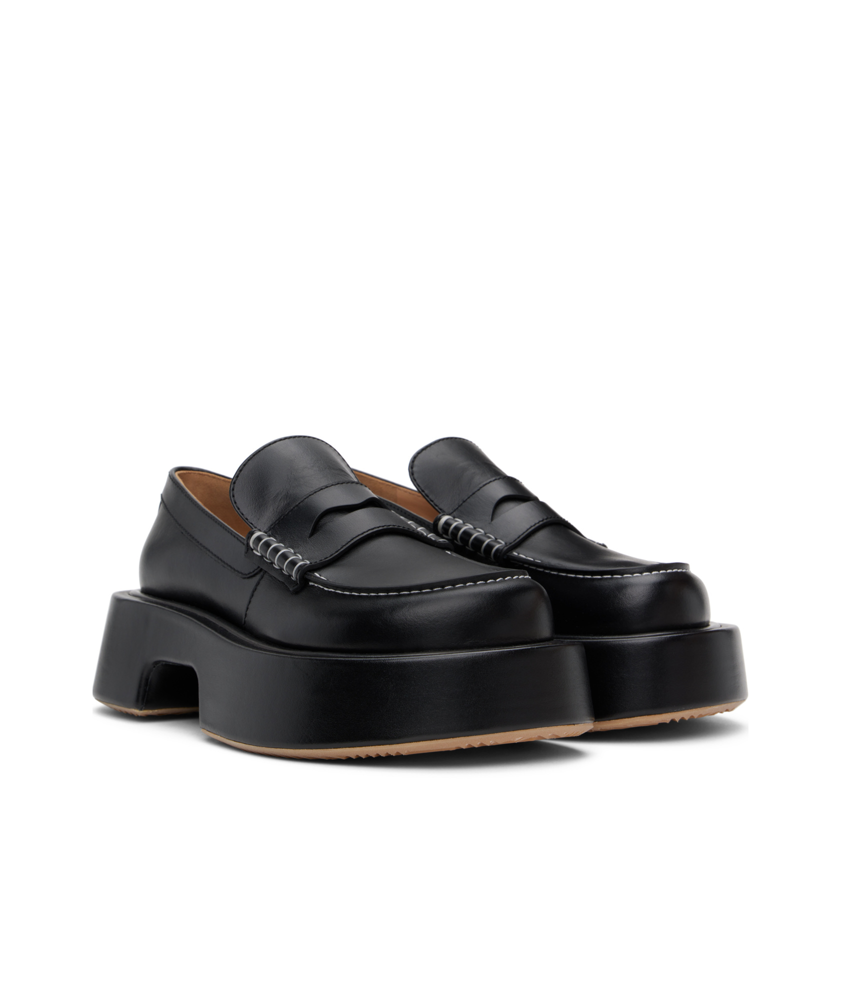 Jw Anderson Leather Platform Moccasins In Black
